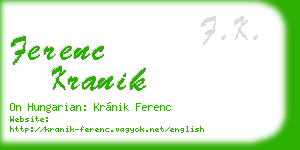 ferenc kranik business card